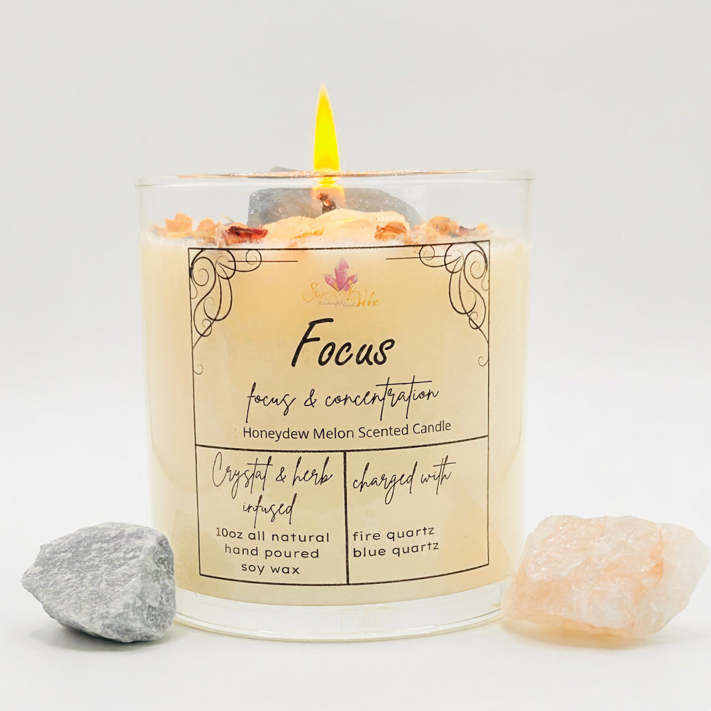 FOCUS CRYSTAL INTENTION CANDLE – Sacred Vibe Candle Co.