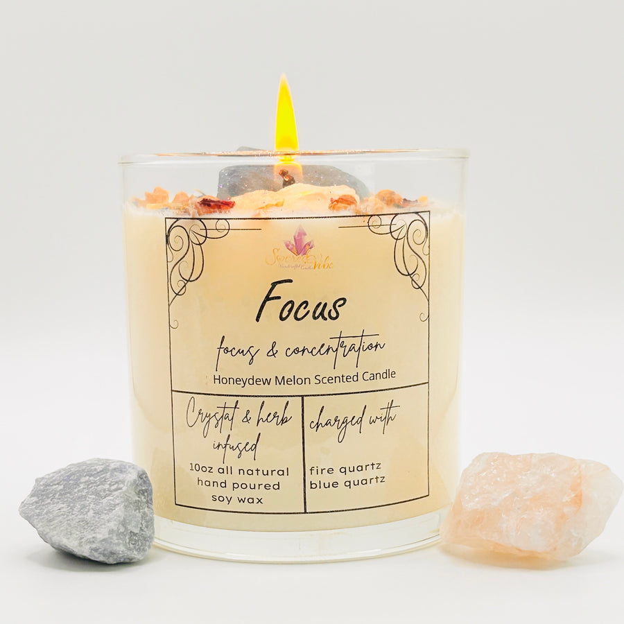 FOCUS AND CONCENTRATION CRYSTAL INTENTION AND MANIFESTATION CANDLE