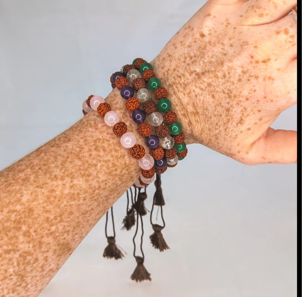 GREEN AVENTURINE and RUDRAKSHA BRACELET