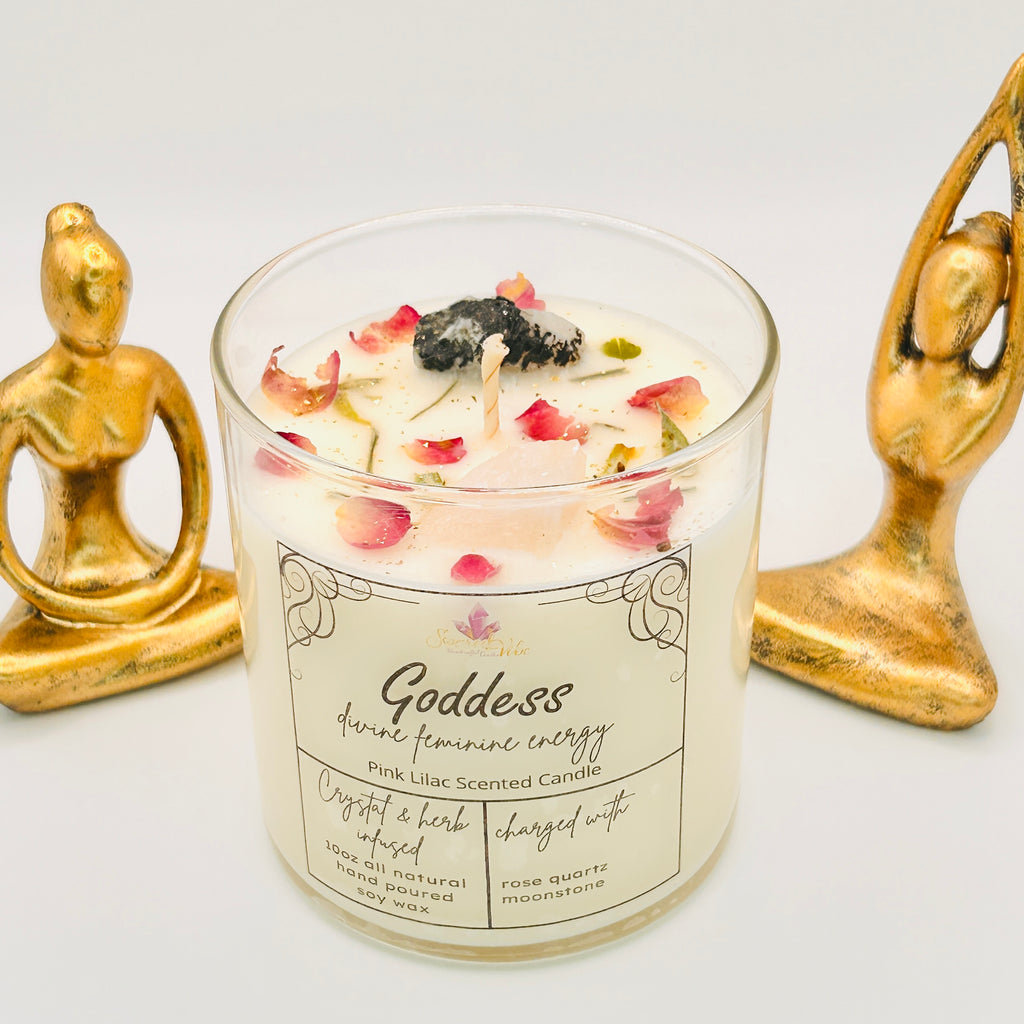 NEW! GODDESS DIVINE FEMININE ENERGY CRYSTAL INTENTION CANDLE