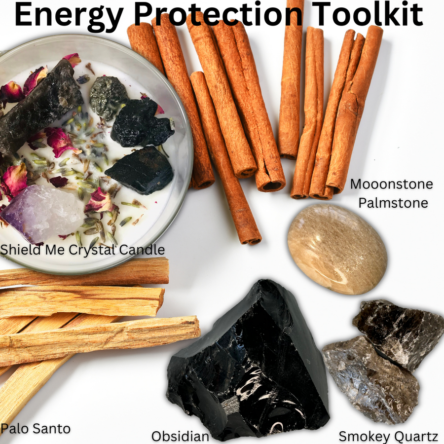 ENERGY PROTECTION- SMOKY QUARTZ, PURIFYING, NEGATIVE-ENERGY BANISHING, CRYSTAL INTENTION AND MANIFESTATION TOOLKIT GIFT BOX