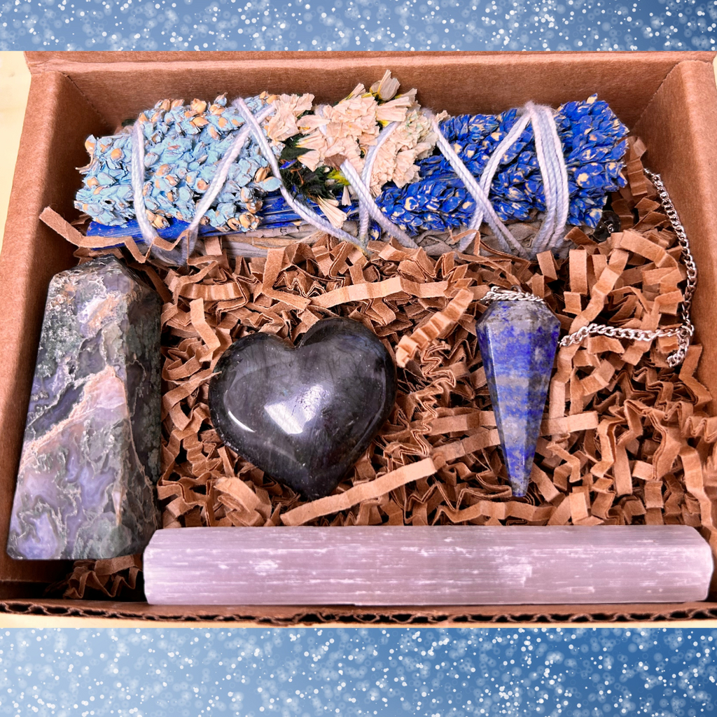 WISDOM -SOUND JUDGEMENT, CLARITY, DISCERNMENT, SPIRITUAL GROWTH, CRYSTAL INTENTION AND MANIFESTATIONTOOLKIT GIFT BOX