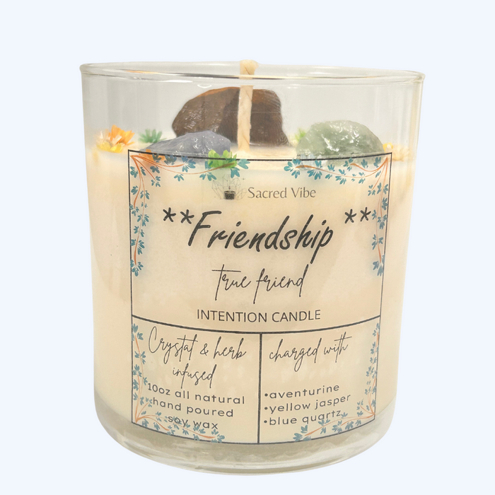 FRIENDSHIP - BEST FRIENDS, TRUE FRIEND, BFF, NEW FRIENDSHIP, CRYSTAL INTENTION AND MANIFESTATION CANDLE