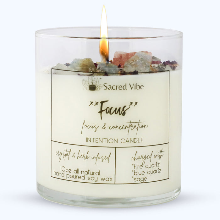 FOCUS AND CONCENTRATION CRYSTAL INTENTION AND MANIFESTATION CANDLE