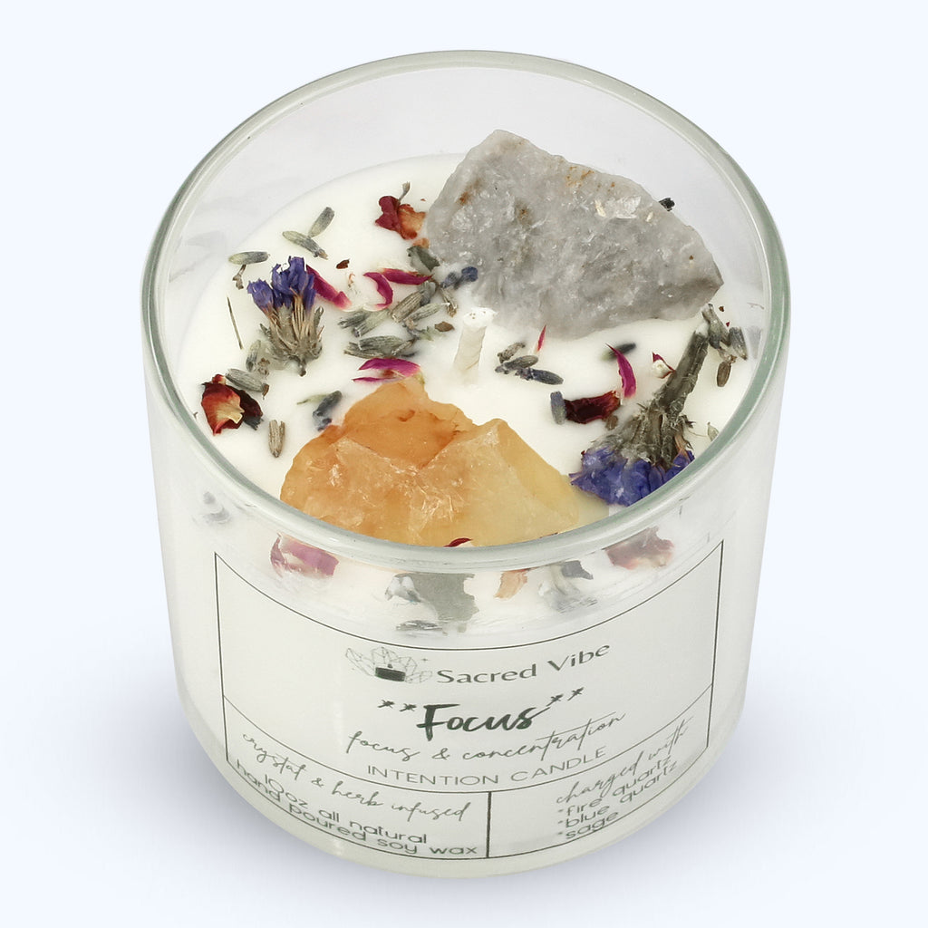 FOCUS AND CONCENTRATION CRYSTAL INTENTION AND MANIFESTATION CANDLE